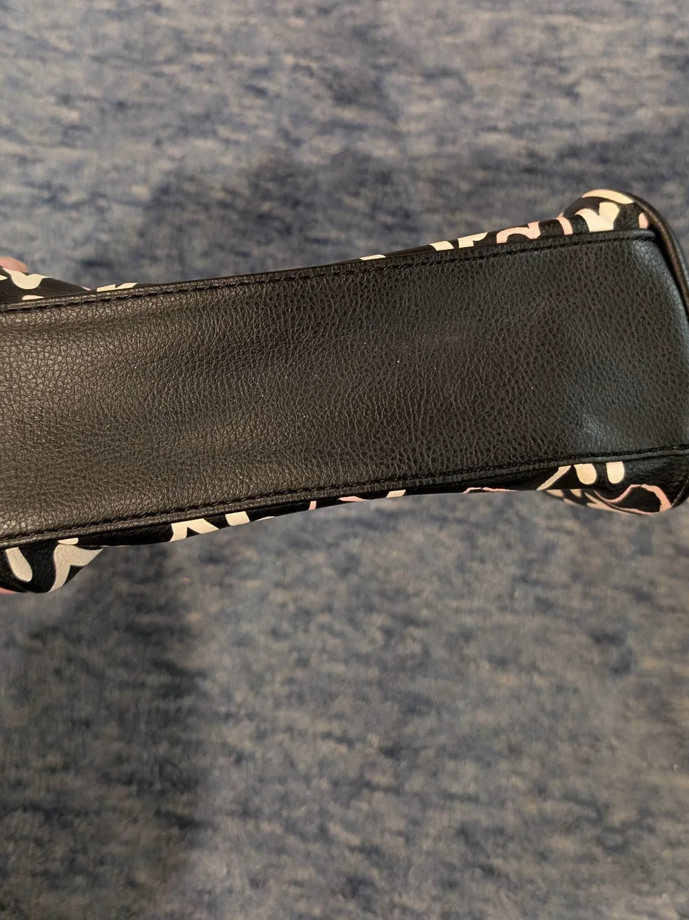 Betsey Johnson Black Cosmetic Bag with Pink and Cream Heart Luv Print